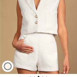 Perfect company ivory tweed high waisted shorts - Lulus